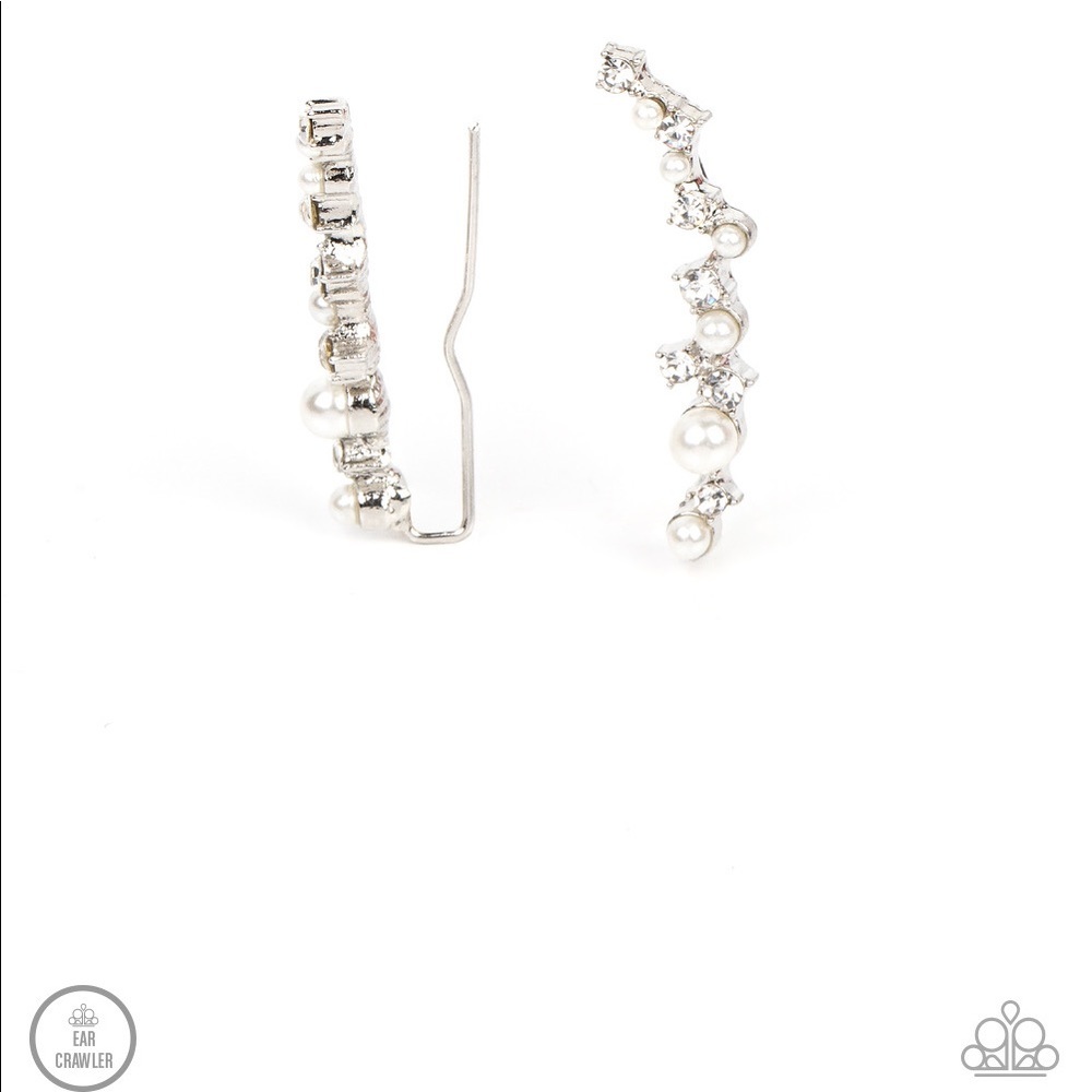 Couture Crawl-White Earrings